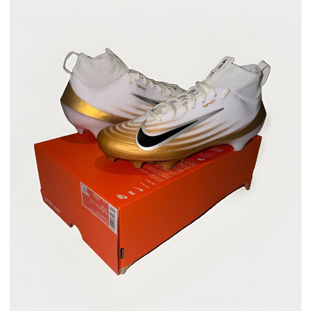 New Nike Zoom Air Vapor Pro 1 Football Cleats White/Black/Gold Mens US 10.5